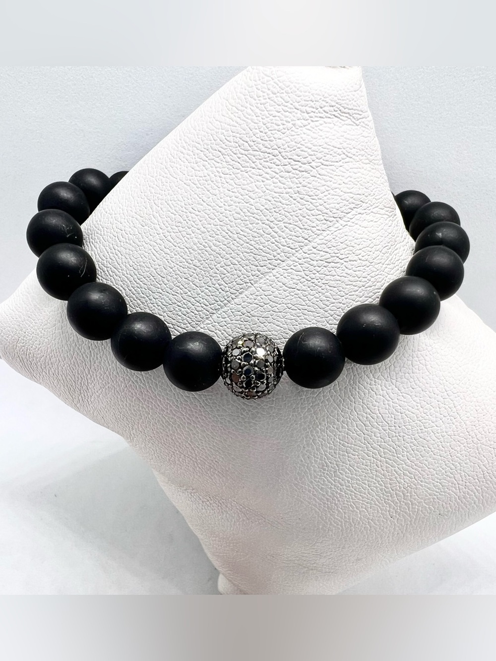 David Yurman Matte Onyx and Black Diamond spiritual bead bracelet